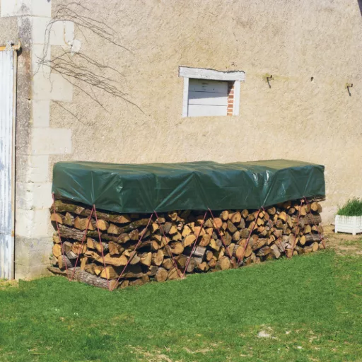 PROTEX WOOD 90 g/m2 LDPE vízhatlan, fahasábtakaró ponyva zöld 1,5x6m – Takaróponyva, állványvédő háló