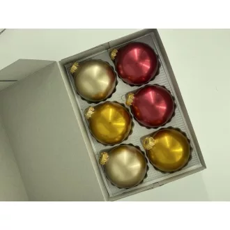 Noel üveg karácsonyfadísz szett, 8 cm, 6 db