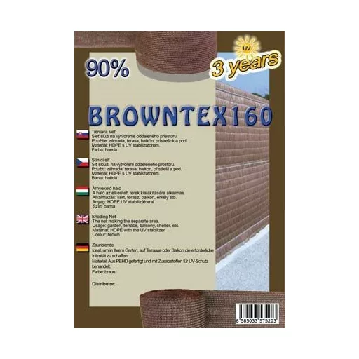 Browntex szőtt árnyékolóháló 160gr 2mx50m 90% - barna
