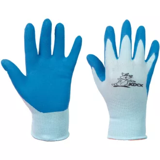 CHUNKY gyerek kesztyű nylon latex tenyér kék 4 méret 12 pár/karton – Kertészkedés gyerekeknek