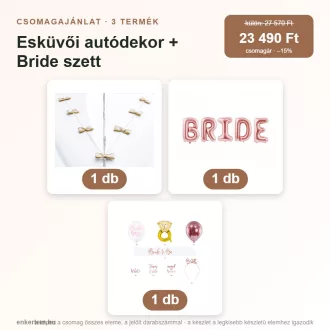 Esküvői autódekor + Bride szett (3 részes)