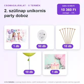 2. szülinap unikornis party doboz (5 részes)