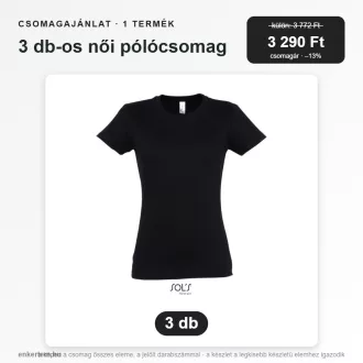 3 db-os női pólócsomag – Sols 11502, fekete, 2XL