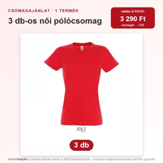 3 db-os női pólócsomag – Sols 11502, piros, 2XL