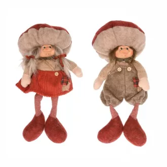 Kobold gomba sapkában lógólábú textil 13x12x17cm FIÚ – Dekoráció - egész évben