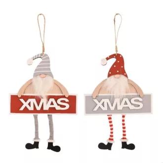 Manó xmas felirattal akasztós fa 40X19,2X2cm  szürke