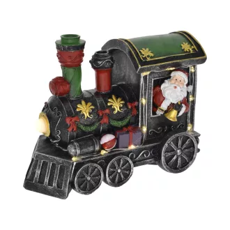 Karácsonyi LED-es mozdony Télapóval 18x9,2x14 cm