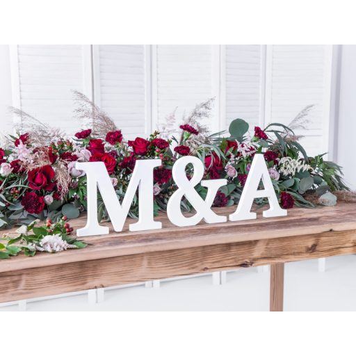 Fa M betű, fehér, 25x20 cm