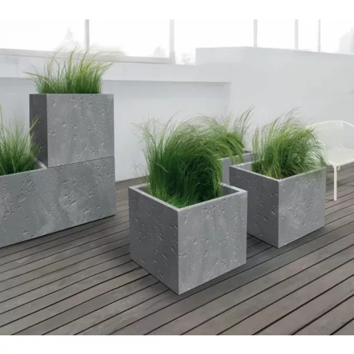 VIRÁGCSERÉP 40 SIERRA SQUARE BETON EFFECT - FEKETE BETON