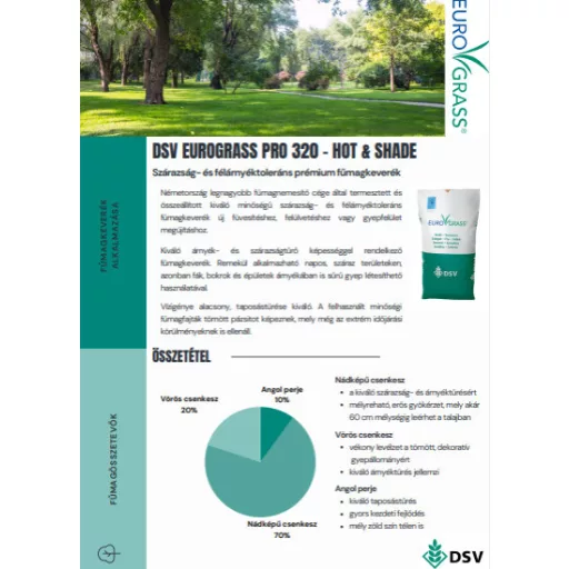 DSV PRO 320 HOT & SHADE Prémium szárazságtűrő, mediterrán és árnyéktűrő fűmag 5 kg (150-250 m2)