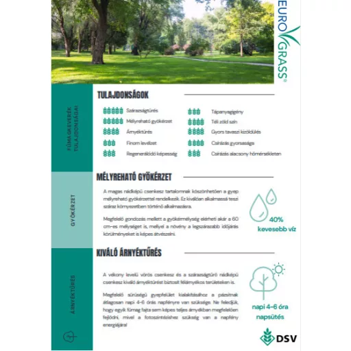 DSV PRO 320 HOT & SHADE Prémium szárazságtűrő, mediterrán és árnyéktűrő fűmag 5 kg (150-250 m2)