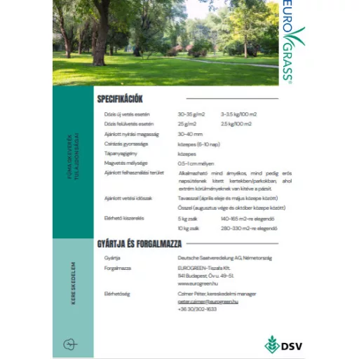 DSV PRO 320 HOT & SHADE Prémium szárazságtűrő, mediterrán és árnyéktűrő fűmag 5 kg (150-250 m2)