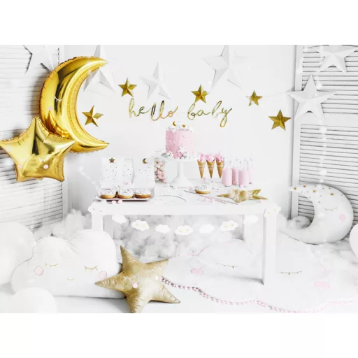 Fólia léggömb, hold, arany színű, 60 cm