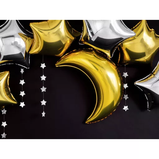 Fólia léggömb, hold, arany színű, 60 cm