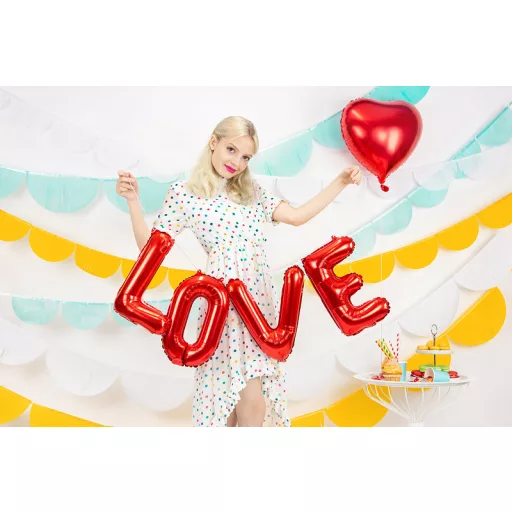 Fólia léggömb "LOVE", 140x35cm, piros