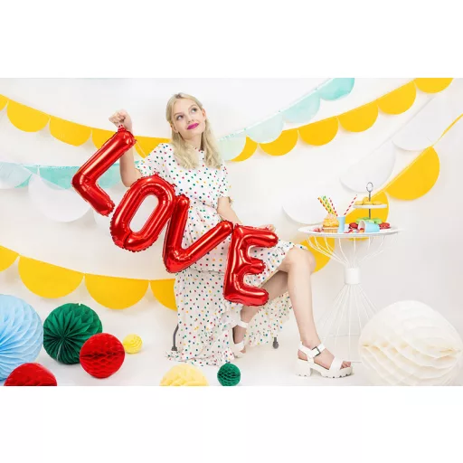 Fólia léggömb "LOVE", 140x35cm, piros