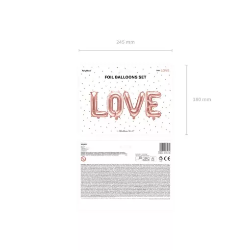 Fólia léggömb "LOVE" 140x35cm, rosegold