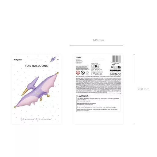 Fólia léggömb, Pterodactyl 120x62 cm