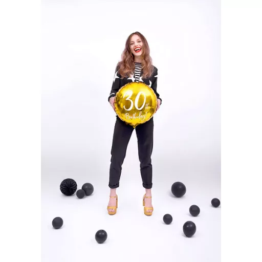 Fólia léggömb, 30th Birthday, arany, 45 cm