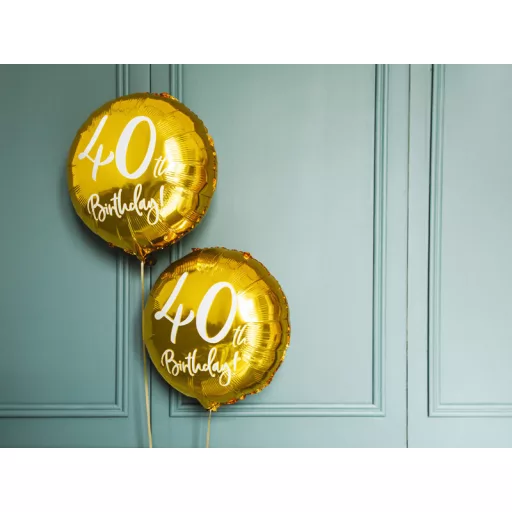 Fólia léggömb, 40th Birthday, arany, 45 cm