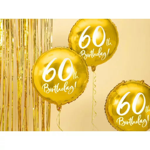 Fólia léggömb, 60th Birthday, arany, 45 cm