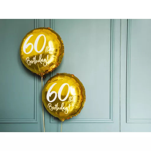 Fólia léggömb, 60th Birthday, arany, 45 cm