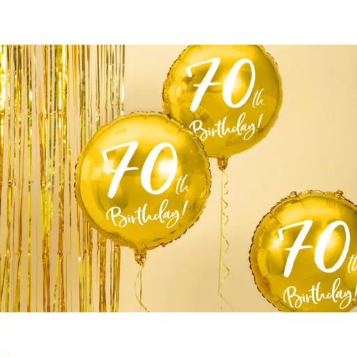 Fólia léggömb, 70th Birthday, arany, 45 cm