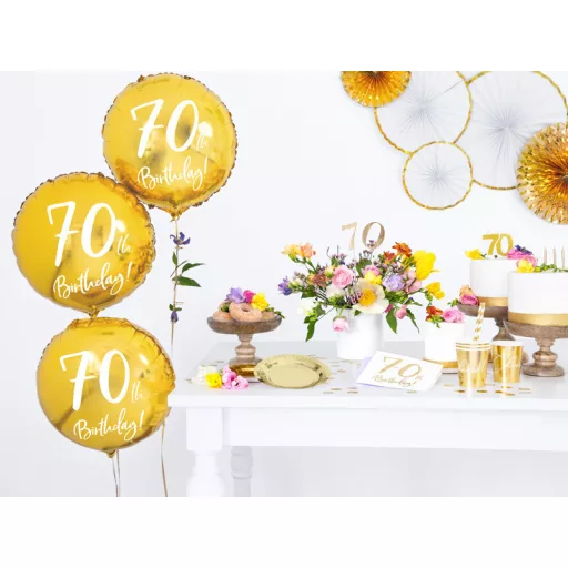 Fólia léggömb, 70th Birthday, arany, 45 cm
