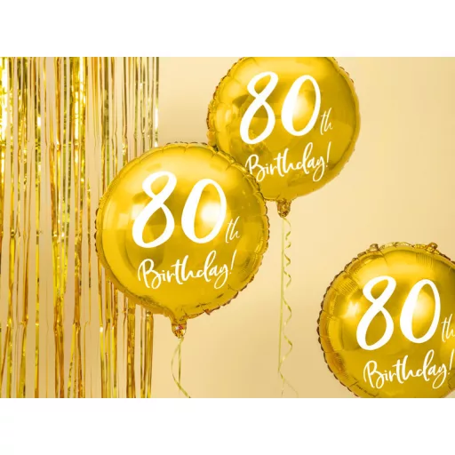 Fólia léggömb, 80th Birthday, arany, 45 cm