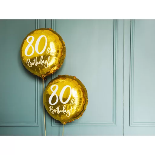 Fólia léggömb, 80th Birthday, arany, 45 cm