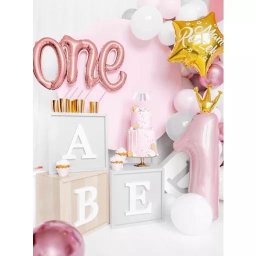 Fólia léggömb "one", 66x37cm, rose gold