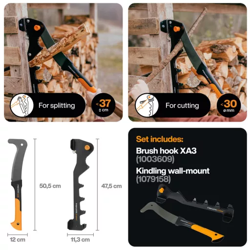 X-Series falra rögzíthető gyújtósaprító & WoodXpert XA3 gallyazókés