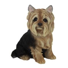   Ülő yorkshire terrier kutya polyresin szobor, kültéri és beltéri dekorációs kiegészítő