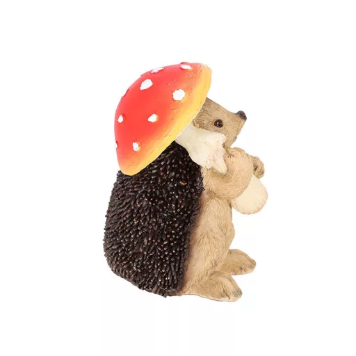 Légyölő galóca sünivel polyresin szobor, dekoráció, 11 x 10,5 x 15 cm