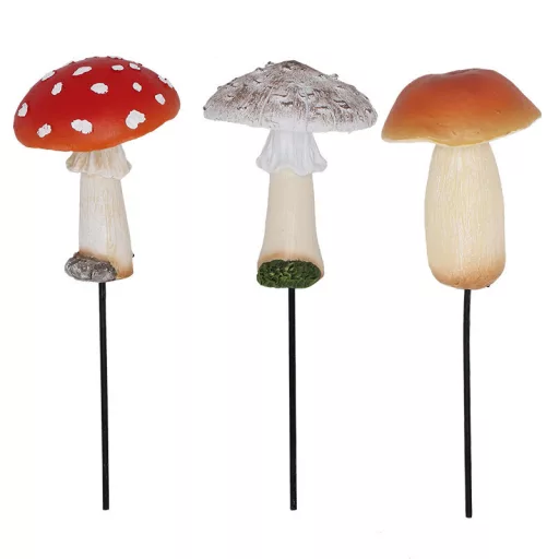 Leszúrható vargánya gomba polyresin szobor, dekoráció,  6 x 6,5 x 19 cm