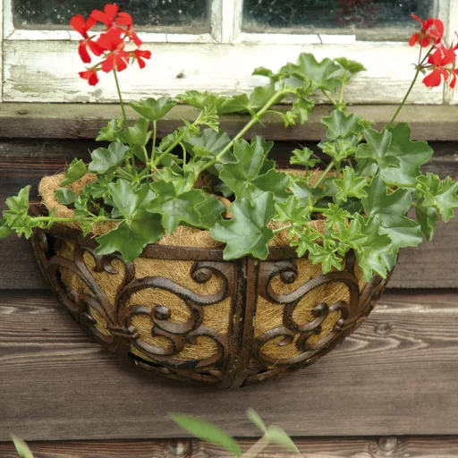 Öntöttvas fali virágkosár, 35 x 18 cm