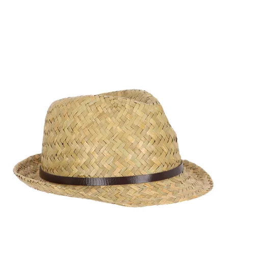 Trilby szalmakalap, bőr szíjjal, 25 x 27 cm átmérőjű