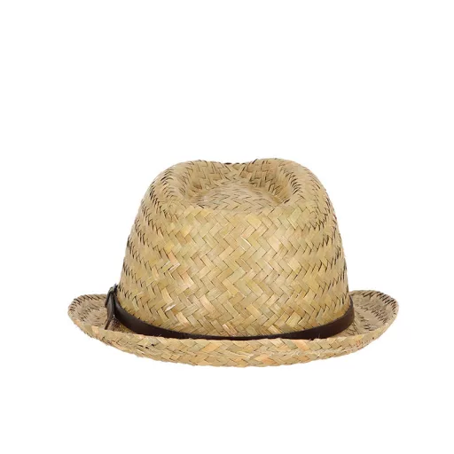Trilby szalmakalap, bőr szíjjal, 25 x 27 cm átmérőjű