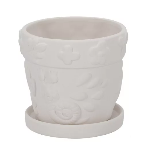 Kifesthető rovarmintás virágcserép, festékkel és ecsettel, 13 cm átmérőjű