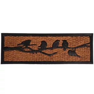 Kókuszrost és gumi lábtörlő, madár mintás, 75 x 25 cm