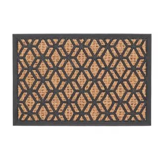   Gyémánt mintás gumi és kókuszrost lábtörlő, 60 x 40 cm