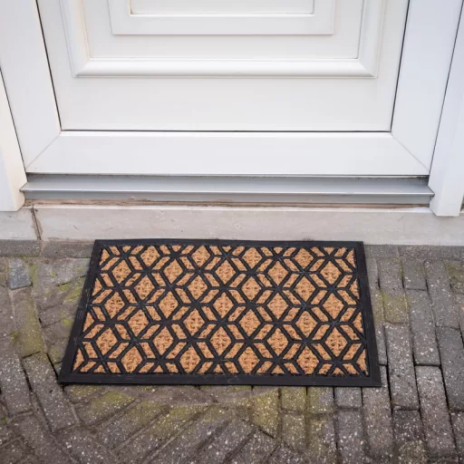 Gyémánt mintás gumi és kókuszrost lábtörlő, 60 x 40 cm