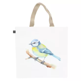 Kék cinegés bevásárló táska, 40 x 40 cm