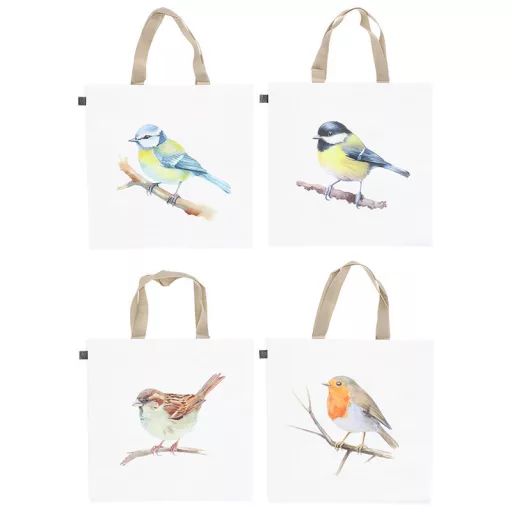 Kék cinegés bevásárló táska, 40 x 40 cm