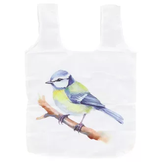   Kék cinegés összehajtható bevásárló táska, 36 x 36 cm