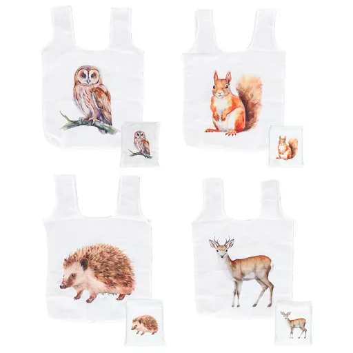 Baglyos összehajtható bevásárló táska, 36 x 36 cm