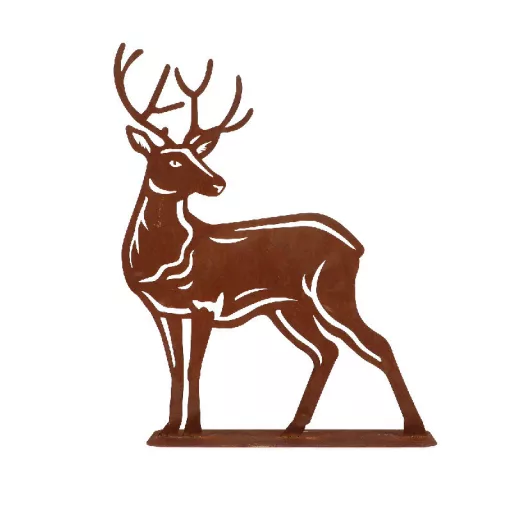 Rusztikus lézervágott szarvas sziluett, kültéri és beltéri dekorációs kiegészítő, 39 x 50 cm