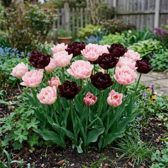 Lovely Combinations – Rózsaszín és fekete tulipánok – 12 db