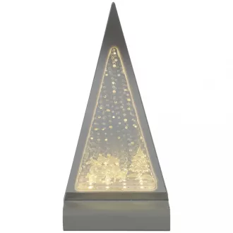 Ezüst 3D piramis dekorációs világítás, LED, 12,5x7x26 cm