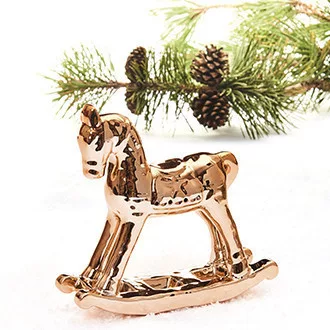 Réz színű porcelán hintaló – 15 cm